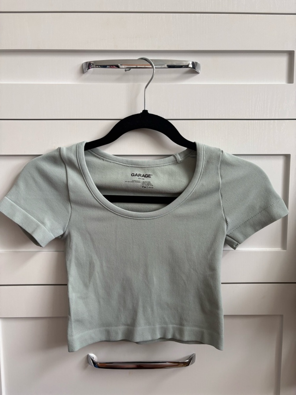 Garage Sage Ribbed Scoop Neck Crop Tee